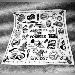 *SOLD* 😈 A**holes Live Forever/Linda Finegold White/Black Bandana 😈